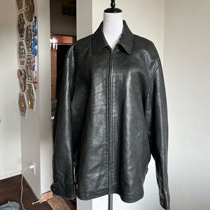 Men's Nautica Black Leather Jacket size XL